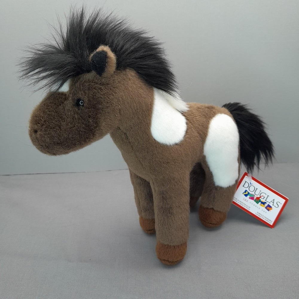 Douglas Cuddle Toys Paint Pinto Horse Plush 8" NWT Western‎ Stuffed Animal Toy